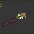 Advanced Futuristic Spacecraft Emitting Red Laser Beams in Deep Aerospace Missions