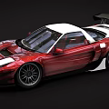 Red High Performance Sports Car With White Roof Sleek Body And Black Wheels