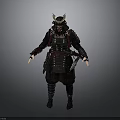Traditional Samurai Armor With Ornate Helmet Metal Plates And Red Straps