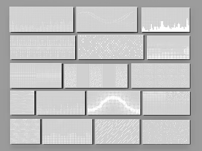 Modern Wall Panels with Diverse Textures and Geometric Patterns 3d model