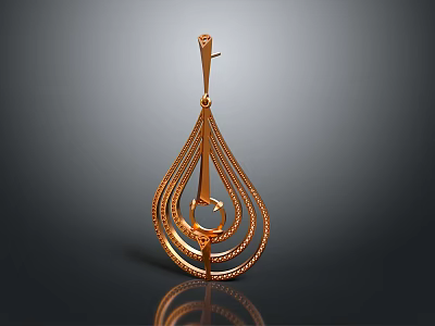 Fashionable Gold Pendant With Unique Teardrop Shape And Decorative Ring Details 3d model