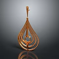 Fashionable Gold Pendant With Unique Teardrop Shape And Decorative Ring Details