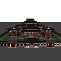 Traditional Ancient Chinese Building With Multiple Tiered Roofs Curved Eaves And Courtyard