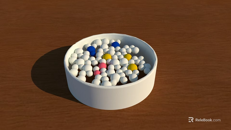 Colorful Mixed Playground Balls In White Bowl For Kids Playground Equipment 3d model 
