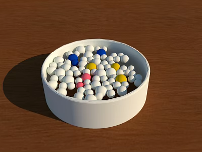 Colorful Mixed Playground Balls In White Bowl For Kids Playground Equipment 3d model