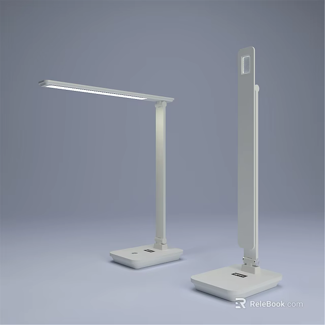 Modern White Desk Lamp With Adjustable LED Light Foldable Design And Stable Base 3d model 