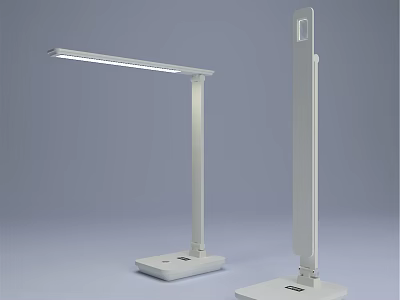 Modern White Desk Lamp With Adjustable LED Light Foldable Design And Stable Base 3d model
