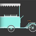 Light Blue Ice Cream Tricycle With White Canopy Transparent Window And Handlebar