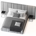 Gray Modern Double Bed With Tufted Upholstered Headboard Pillows And Side Tables