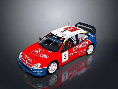 Citroen Rally Racing Car With Red White Blue Livery Total Logo And Number 3 3d model