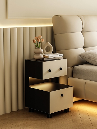 Modern Cream Wind Robot Bedside Cabinet Cream Robot Bedside Cabinet 3d model