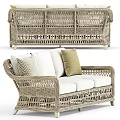 Outdoor Rattan Three Seater Sofa With Comfortable Neutral Cushions For Patio Furniture Design