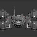 Sci Fi Spaceship 3D Model With Complex Structure Gray Color And Red Accents 3d model