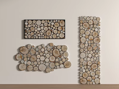 Modern wood wall decoration pendant wood carving wood block 3d model