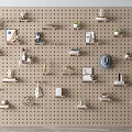 Pegboard Wall Decor With Shelves Decorative Items Small Plants Hat And Photo Frames 3d model