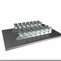 Metal Connector Modules On Black Base With Multiple Ports And Structured Design
