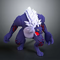 Fantasy Beast With Blue Muscular Body White Mane Red Markings And Aggressive Stance