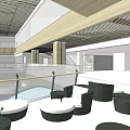 Modern Architecture Atrium With Glass Windows And Multi Level Open Space 3d model