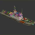 Coast Guard Vessel With White And Orange Hull Deck Structure And Antenna