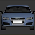 Blue Modern Sedan Car With Black Windows And Silver Wheels Reflection