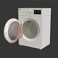 LG Silver Washing Machine With Open Door Displaying Drum And Control Panel