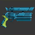Futuristic Blue Green Sci Fi Weapon With Modern Design And Perforated Details