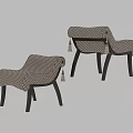 Retro Plaid Upholstered Leisure Chair Set With Exquisite Tassel Decoration And Sturdy Solid Wood Legs