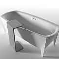 Minimalist Modern Freestanding White Bathtub with Sleek Design and Side Table