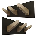Modern Wall Mounted Coat Rack With Wooden Hooks On Black Panel 3d model