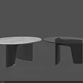 Modern Dining Tables With White Marble And Dark Tops Featuring Unique Base Design 3d model