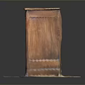 Vintage Brown Wooden Cabinet With Carved Doors And Top Drawers On Circular Base