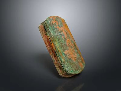 Vintage Rectangular Daily Life Item With Green Brown Patina And Rustic Surface 3d model