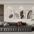 Abstract Paintings With Leaf And Geometric Patterns For Modern Living Room Wall Decor