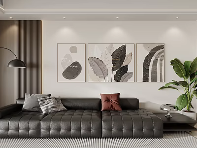 Abstract Paintings With Leaf And Geometric Patterns For Modern Living Room Wall Decor 3d model