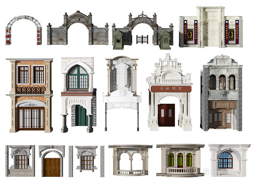 Classical Decorative Casement Windows With Ornate Details For Building Facades And Architectural Elements 3d model