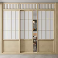 New Chinese style sliding door log sliding door 3d model
