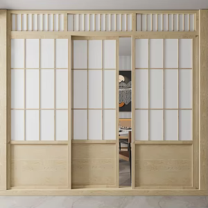 New Chinese style sliding door log sliding door 3d model