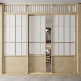 New Chinese style sliding door log sliding door 3d model