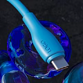 Blue USB C Data Cable With Logo On Transparent Blue Sphere For Mobile Digital Use