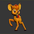 Cute Orange Yellow Cartoon Deer With Red Mane And Playful Pose 3D Render