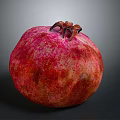 Fresh Ripe Pomegranate With Red Pink Skin And Crown On Dark Background