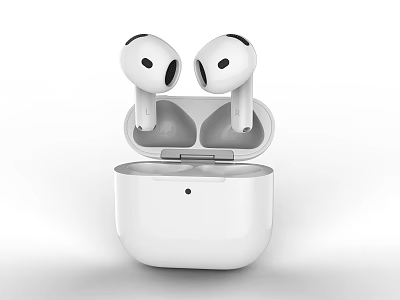 White Wireless Earbuds With Open Charging Case And Sleek Modern In Ear Design 3d model