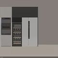 Modern Kitchen Integrated Cabinetry With Refrigerator Freezer And Glass Door Storage