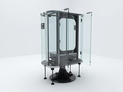 Modern Transparent Glass Elevator With Black Base And Stainless Steel Frame 3d model