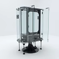 Modern Transparent Glass Elevator With Black Base And Stainless Steel Frame 3d model