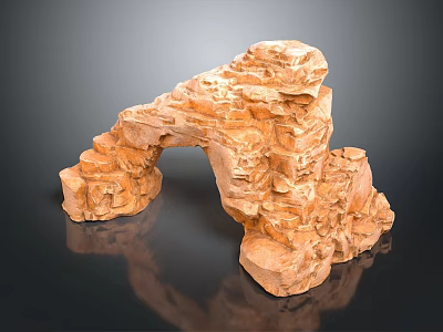 Ornamental Stone Architectural Component With Arch Shaped Design And Textured Surface 3d model