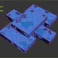 Modern 3D Geometric Blue Cubes with Hollow Patterns Abstract Sculptural Art