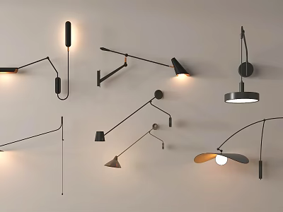 Modern Wall Lamps With Adjustable Arms And Sleek Metallic Designs For Home Decor 3d model