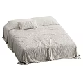 Light Colored Bed Linen Set With Soft Wrinkled Texture And Matching Pillow 3d model