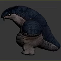 3D Fantasy Character Creature Design With Blue Head Pink Gray Plump Body Stout Limbs